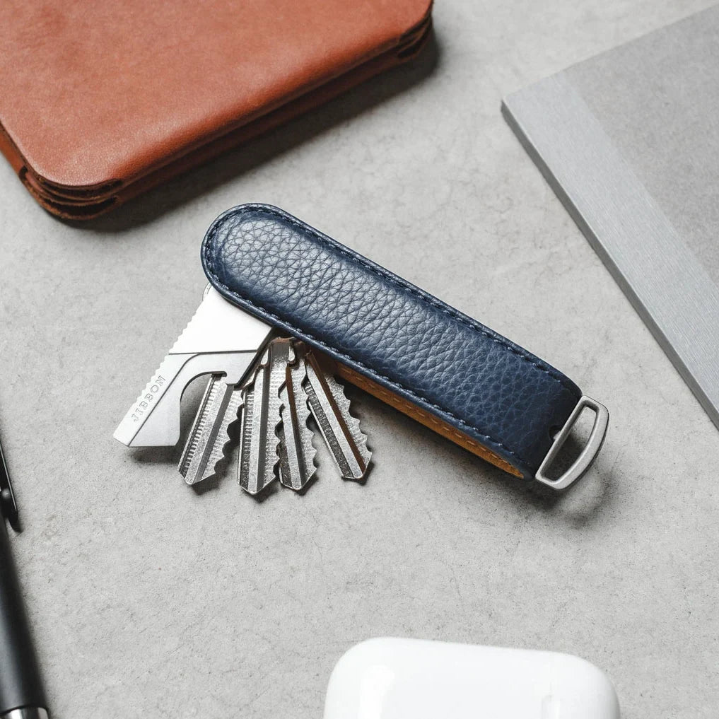 Navy Pebble Leather Key Organiser