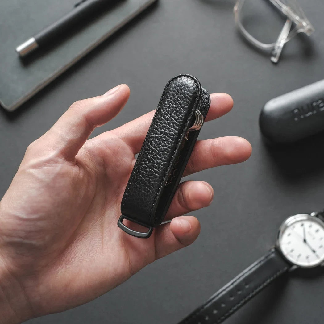 Black Pebble Leather Key Organiser