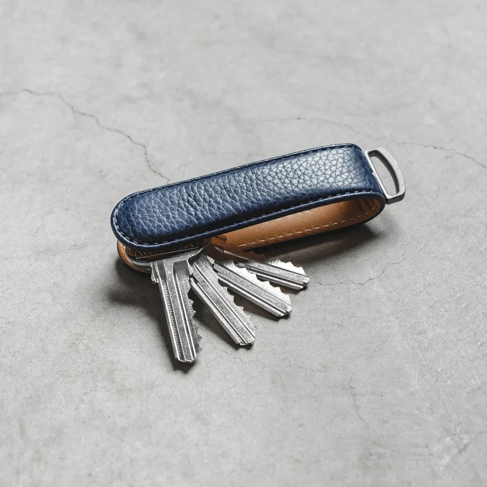 Navy Pebble Leather Key Organiser