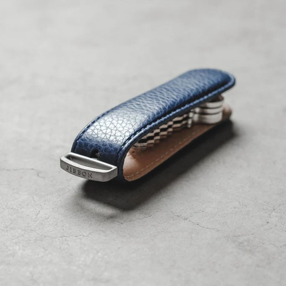 Navy Pebble Leather Key Organiser