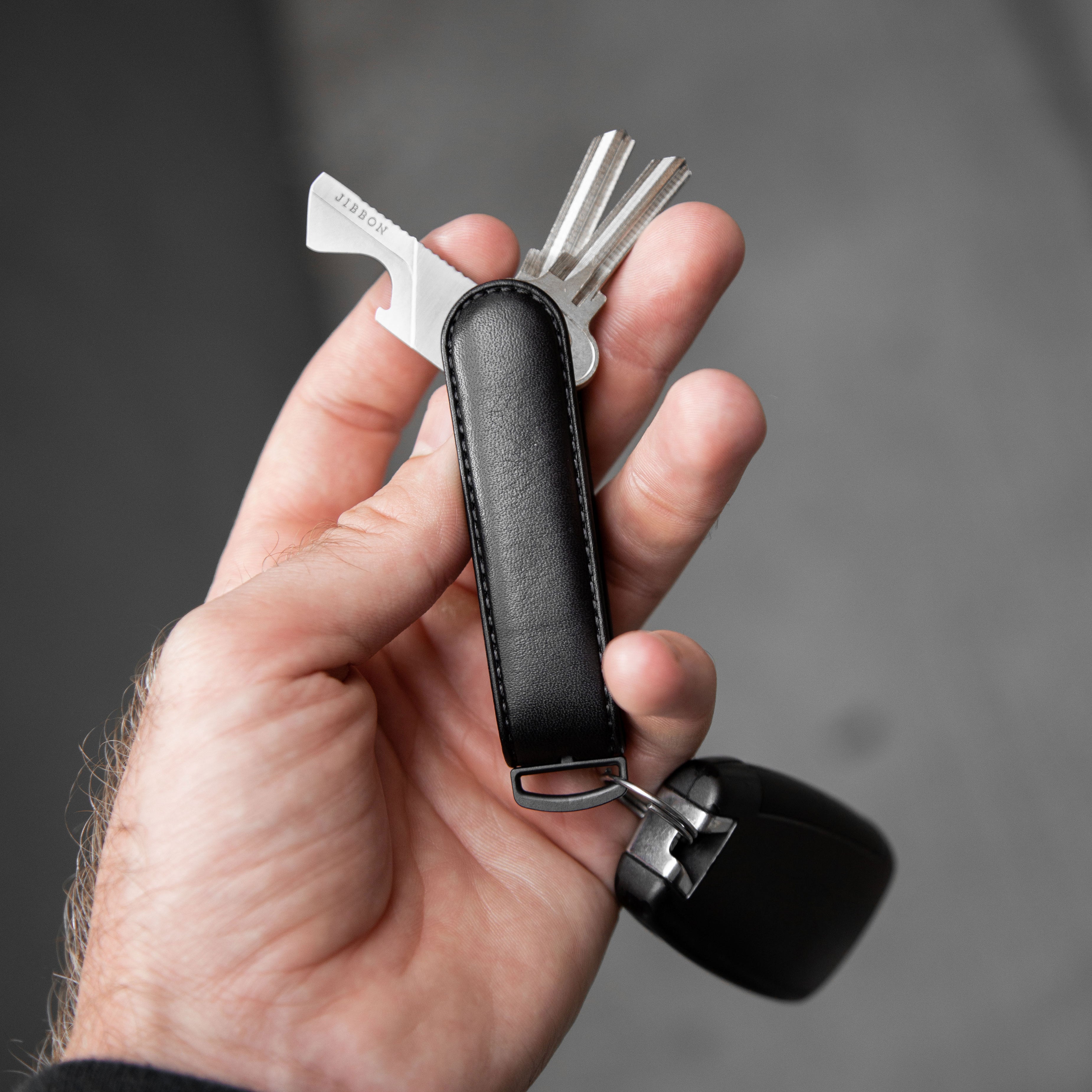 All Black Leather Key Organiser