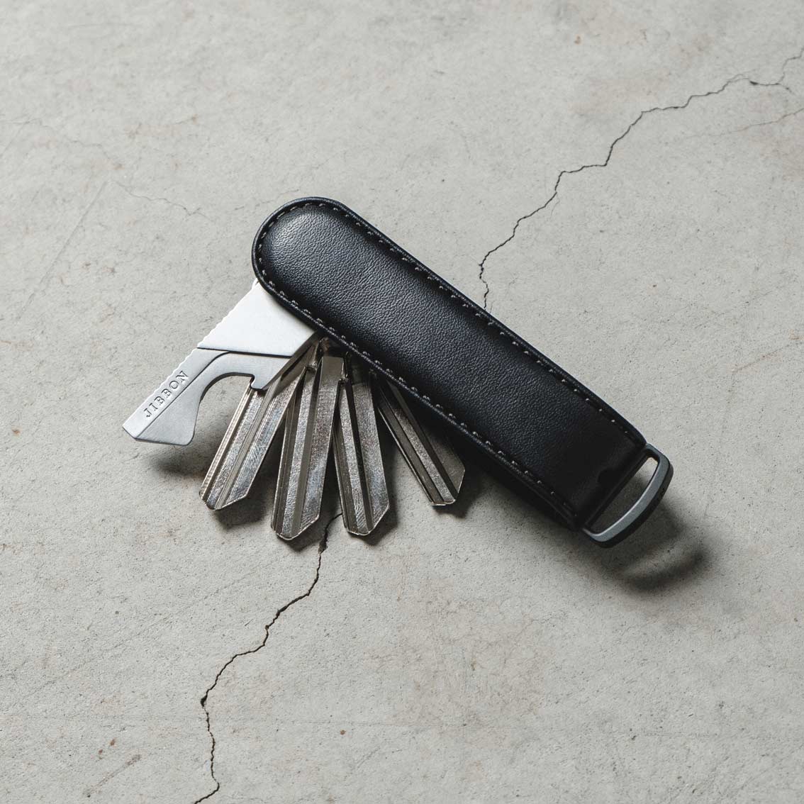 All Black Leather Key Organiser
