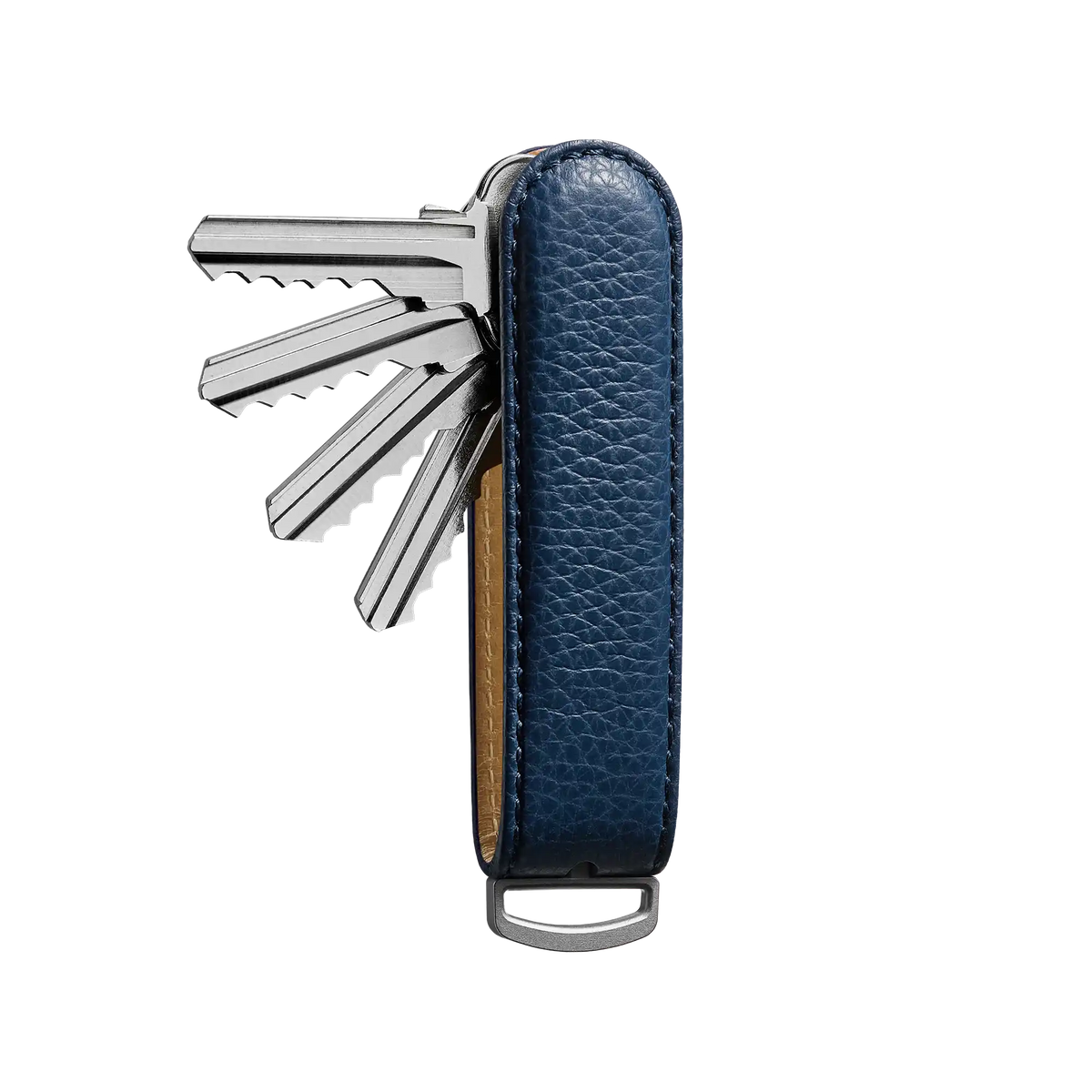 Navy Pebbled Italian Leather Key Organiser