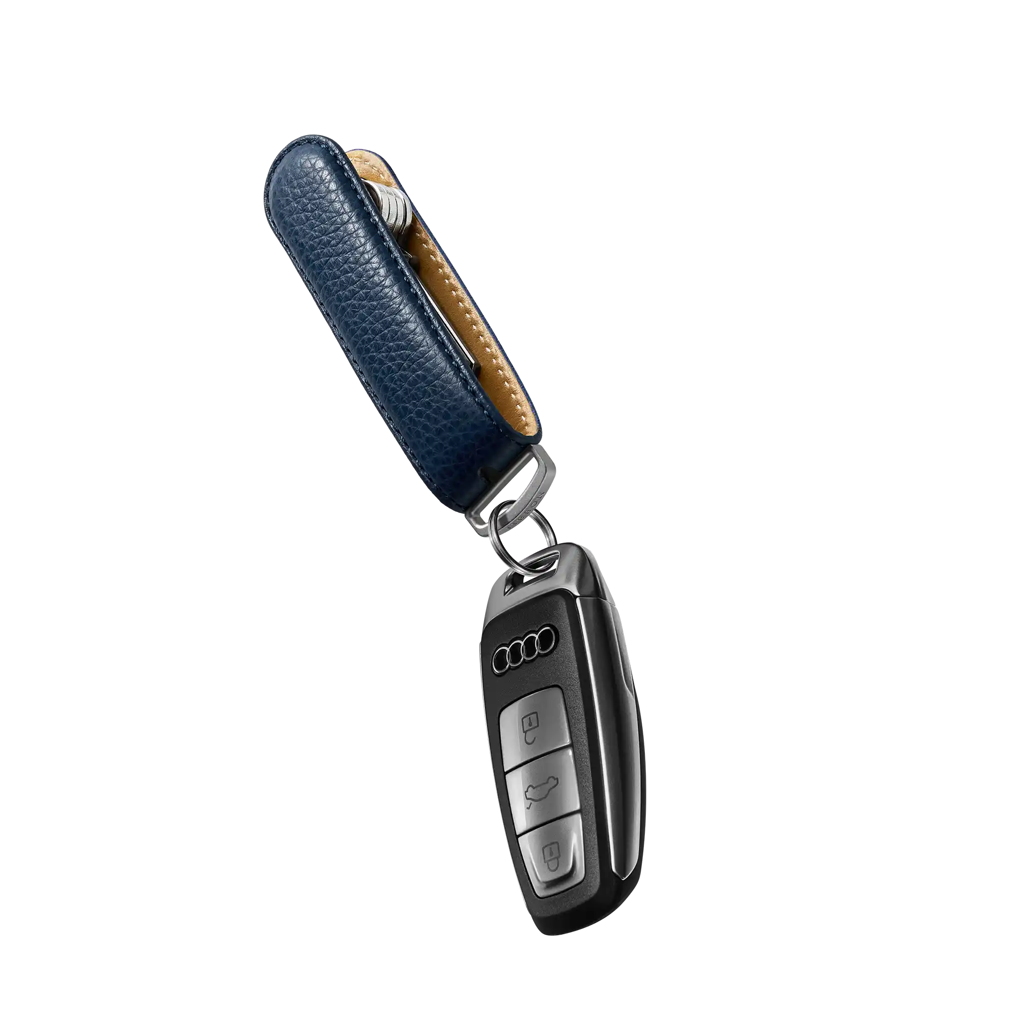 Navy Pebble Leather Key Organiser